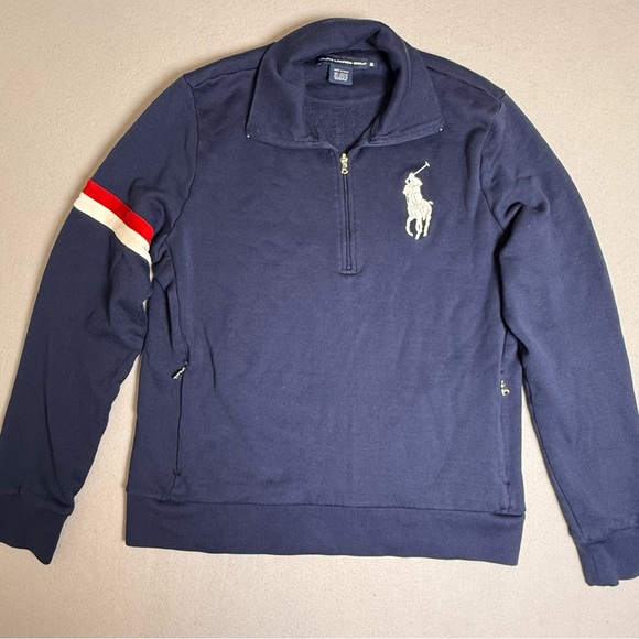 Polo Ralph Lauren Other - Polo Ralph Lauren Golf NAVY BLUE Blue BIG PONY 1/2 HALF ZIP SWEATER XL READ